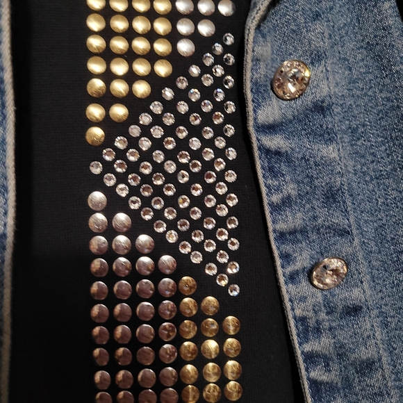 Christine Alexander Studded Denim Jacket & Tank with Crystal Accents - Picture 2 of 4